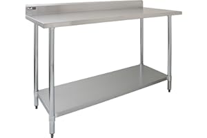 KUKOO Mesa de Trabajo Cocina de Acero Inoxidable 152cm/1.52m Ancho Mesa Catering Mesa Preparación Comida para Gastronomía Hostelería Hotelería Restaurantes Capacidad Peso 250kg con 2 Paños Microfibra GRATIS