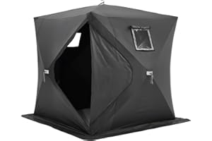 VEVOR Portable Pop-Up Ice Fishing Tent, 1-8 Person Insulated Ice Shelter, Large Fishing Area, Hub-Style Ice Shanty for Winter Fishing, Waterproof Oxford Ice Cube with Anchors/Ropes/Carrying Bag