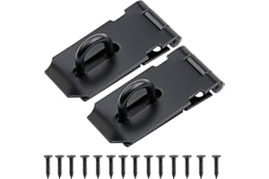 HSEAMALL 2 Pack 3 Inch Stainless Steel Padlock Hasp,Heavy Duty Hasp and Staple with Screws,Door Clasp Gate Lock Shed Latch Padlock Staple,Black