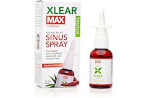 Xlear Max Nasenspray mit Capsicum und Aloe – Natürliches Salzlösungs-Nasenspray mit Xylitol, feuchtigkeitsspendende Nasenpflege für Kinder und Erwachsene, 45 ml (Pack of 1)