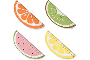 KAIZUCA Lot de 4 règles en bois pour enfants et étudiants, modélisation créative de fruits, fournitures de bureau, récompenses pédagogiques (15 cm)