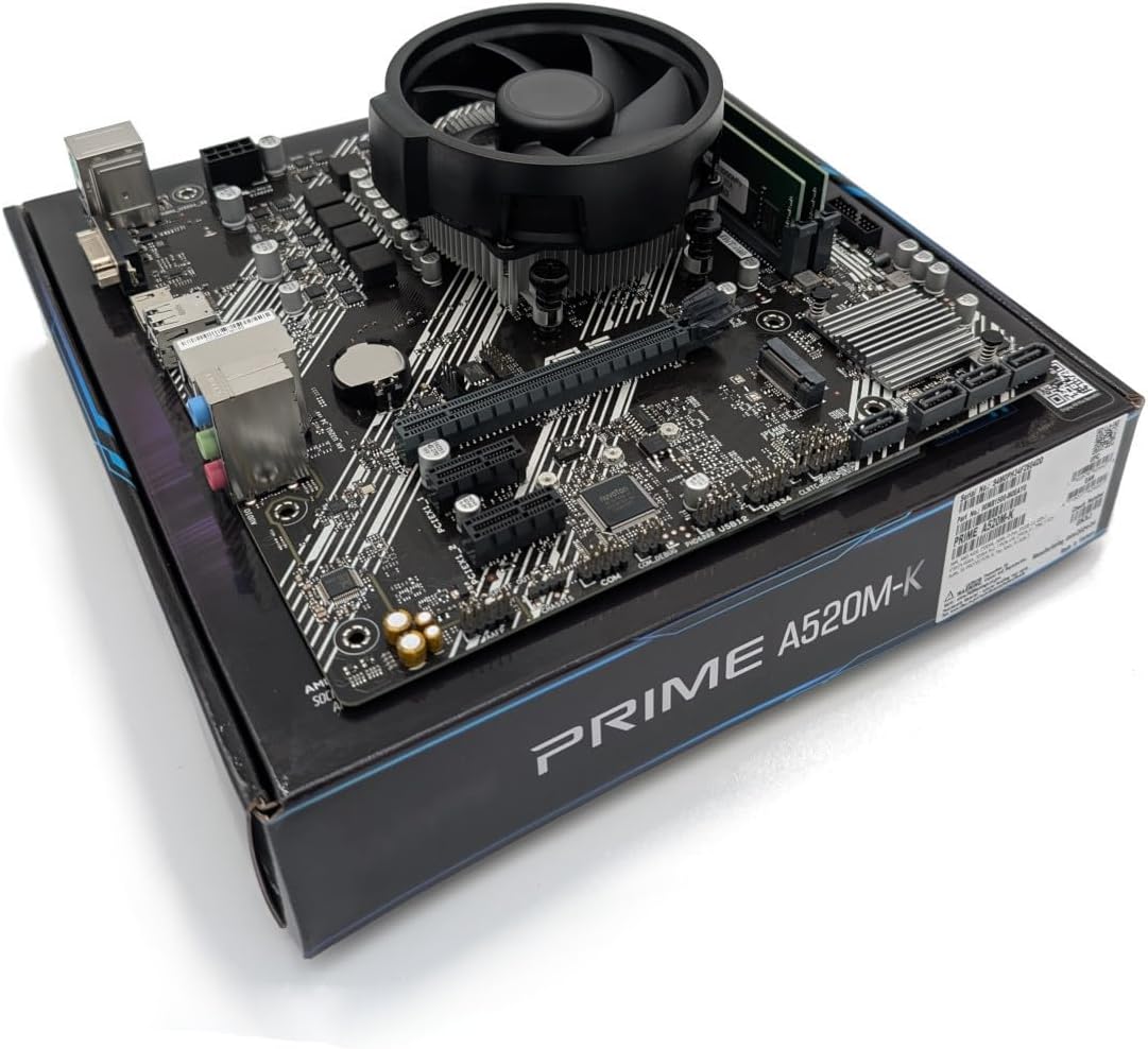 Ryzen 5 5600X 3.6GHz (Turbo 4.7GHz) Six Core Twelve Thread CPU, Prime A520M-K Motherboard & 32GB 3200Mhz DDR4 RAM Pre-Built Bundle
