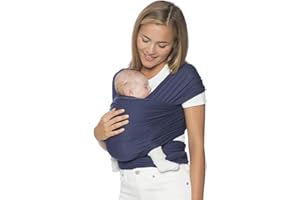 Ergobaby Aura Baby Wrap Carrier & Sling for Newborn to Toddlers up to 11kg (0-3 yrs), 100% Viscose, Comfort & Stretch with Built-in Storage Pocket, Indigo