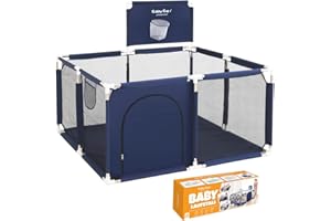 GUBBY GUPS® Laufstall Baby Bällebad Laufgitter Baby mit Basketballkorb,124x124x66cm und als Lauflernhilfe