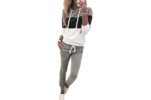 PEUIGNAO Tuta Ginnastica Donna Tuta Sportiva Donna a Righe Completi Sportivi Tute Sportive Donne Completo Sportivo Donna Palestra Manica Lunga Sportwear Invernale Fitness Felpa con Cappuccio Pantaloni Jogging