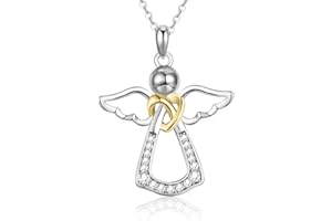 CRASLYMO Schutzengel Kette 925 Silber Halskette Engel Anhänger Geburtstag Geschenke für Frauen Mädchen Kinder