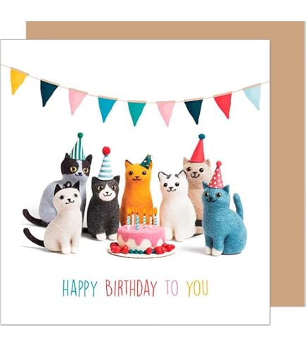 Happy Birthday Grußkarte "From The Cat" - A5 Hochglanzkarte Mit Umschlag, 14,8x21 Cm