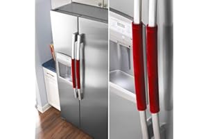SUMSEA 2 Stück Kühlschrank Türgriff Abdeckung Schutz, Küchengeräte Handschuhe Kühlschrank Mikrowelle Geschirrspüler Tür Tuch Protector, Fängt Drips, Fleck und Fingerabdruck Staubschutz (Red)
