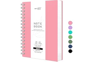 RETTACY A5 Dotted Notebook, Bullet Dot Grid Journal, Wirebound Spiral Notebooks 300Pages /150 Sheets for Writing,100gsm, Flexible Plastic Cover, for Women Men Work Office School, 14.5 x 21cm - Pink
