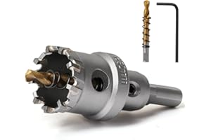 Josaton 32mm TCT Carbide Hole Saw for Hard Metal Tungsten Steel Hole Cutter with Titanium Pilot Drill Bit for Metal, Stainless Steel, Iron, Wood, Aluminium, Plastic