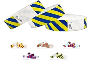 QUBIBAND 500 pezzi - 19 mm Tyvek Wristbands, Tyvek Braccialetti, Tyvek Bracciali, Festival Braccialetti, Night-Club Braccialetti (Blu-Giallo, 500 Pack)