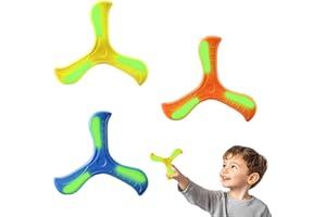 KATSLYN 3 Pcs Boomerang,Boomerang for Kids, Easy-to-Throw Boomerang for Adults, Fluorescent Frisbee for Kids, Safe Return boomerang for Outdoor, Outing, Beach Toys, Outdoor Game (Blue, Orange, Yellow)