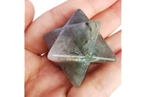 Lovionus89 Piedra de luna natural en forma de estrella de seis puntas, merkaba, protección sagrada, meditación, generador de energía, sanación, chacras, 2,5 cm