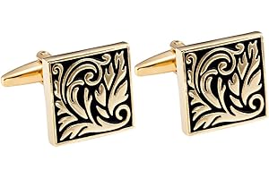 Urban-Jewelry Boutons de manchette pour hommes en acier inoxydable Motif Volutes dorés