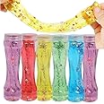 MINtile Colorful Crystal Slime Jelly in a Bottle Non-Toxic, Non-Sticky for Kids, Boys, Girls Age 5 Years Great for Kids, Gifting, Return Favours (Multicolor) Pack of 6pcs
