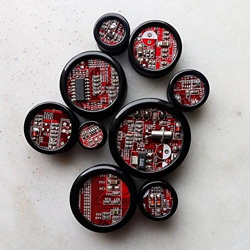 Red Cyber Punk style Flesh Tunnels / Plugs ** Sizes 10mm / 12mm / 16mm **