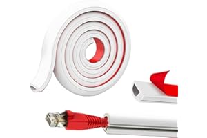 JIAAONE Wire Trunking for Electric Cables, Side-Opening D Line Cable Trunking White, Self Adhesive Cable Hiders for Wall, TV & Desk Cable Management, Flame Retardant Cable Raceway(2M)