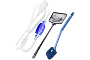 Skystuff - Kit de limpieza para tanques de peces con cepillo de esponja de limpieza para tanque de peces, limpiador de grava y red de peces para acuario para limpieza de tanques de vidrio