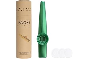 Wandic Kazoo in lega di alluminio con 3 membrane diaframma da bocca, con scatola regalo vintage oro, alluminio, Verde, tipo 1