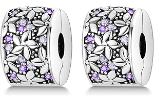 Parmuz Clip Spacer Charm for Bracelet 925 Sterling Silver Pave Cubic Zirconia Clip Lock Spacer Stopper Charm Bead Star Moon Evil Eye charms Jewelry Gift for Woman