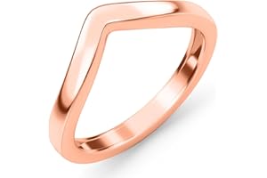 TJC 925 Sterling Silver Wishbone Rings for Women 2mm Thick in Rhodium & Gold Plated Silver Promise Wedding Band Ring for Ladies Jewellery Gift for Daughter