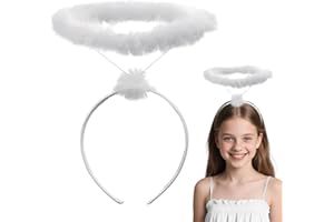CHONGQILAO Diadema de Halo Ángel Blanco, Corona Angel Diadema de Halloween para Adultos Niños, Accesorios de Disfraz Angel para Halloween, Navidad, Carnaval, Cosplay