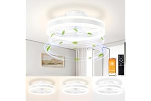GAWENTINY Deckenventilator mit Beleuchtung und Fernbedienung Leise, Dimmbar Deckenlampe mit Ventilator, Modern Deckenleuchte Ventilator mit Licht für Schlafzimmer Wohnzimmer (Weiß, Ø 40cm)
