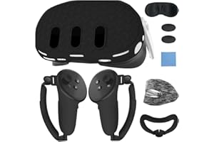 IXYHKB 7PCS Zubehör für Meta Quest 3, Anti-Drop Silikon Rundumschutz Hülle für Metaquest 3, VR Zubehör Set mit 2 Touch-Controller Grips Cover, VR-Gesichtsabdeckung Schutzhülle für Oculus Quest 3