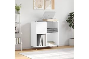 prissent Mobile Porta Dischi 84,5x38x89 cm in Legno Multistrato Mobile Porta CD Scaffale Porta CD Scaffale Legno Porta Dischi Vinile Libreria Stretta Mobile Salotto Mobiletto TV Bianco