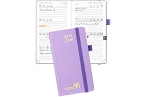 POPRUN Agenda 2025 2026 Settimanale Piccola 16,5 x 9 cm, Copertina Rigida Diario Scuola 17 Mesi da Ago.2025 a Dic.2026, Carta Spessa da 80 GSM, Viola Chiaro