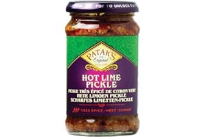 ‎PATAK'S PATAKs Hot Lime Pickle, Scharf eingelegte Limetten, Ideal als Begleitung zu Curry, Fleisch, Käse, Poppadums & Vorspeisen, 6 x 283 g