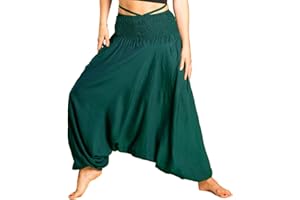 PANASIAM Pantalones Aladino Unicolor | Pantalones Bombachos Hippie cagados Unisex | 100% Viscosa Natural - Suave y Ligero