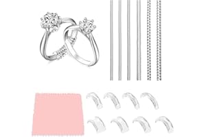 CHENYUTE Regulator rozmiaru pierścienia, 14-częściowy niewidzialny regulator rozmiaru pierścionka, podkładki i zatrzaski, zmniejsza rozmiar 0,5-1,5, odpowiedni dla mężczyzn i kobiet od 1 do 9 mm