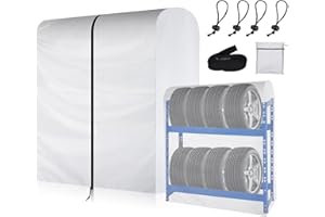 ZATOOTO Pokrowiec na opony, torba na opony na stojak na opony, przechowywanie opon Pokrowiec na opony Pokrowiec, wodoodporny, pyłoszczelny pokrowiec na opony Srebrny, 420D Oxford, 112x145x75cm