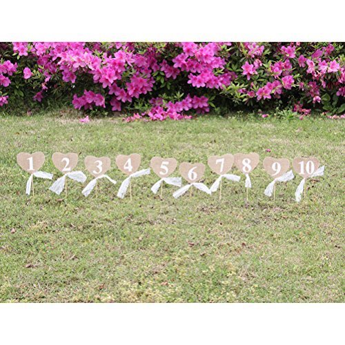 ULTNICE Hochzeit Tischnummern 1-10 Herz Form Banner Dekor mit Stick - 4