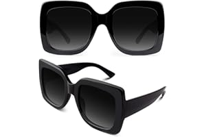 GQUEEN Gafas de Sol Mujer Cuadradas Gran Tamaño Moda Vintage Protección UV400 con Marco Grande