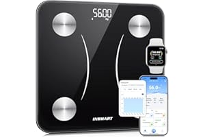 INSMART Pese Personnes, 30 * 30 CM Large Plateforme Bluetooth Balance Pese PersonneBalance Connectée avec IMC, 17 Body Composition Balance Connectée, Health Monitoring Analyser avec Synchronised APP