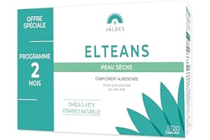 LABORATOIRE JALDES LES ACTIFS ESSENTIELS DE VOTRE SANTÉ ELTEANS CAPSULES Lot de 2 boites de 60 Caps (120 Caps) | Confort des Peaux Sèches à très Sèches | Apporte une Combinaison Equilibrée en Acides Gras Essentiels Oméga-3, 6 et 9 | LABORATOIRE JALDES