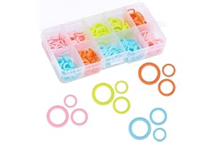 Benlay 220 Pièces Anneaux de Marqueurs de Tricot, Anneaux de Marqueurs de Points Colorés (S/M/L) avec Boîte de Rangement Portable pour Bricolage Couture Tricot Crochet Artisanat