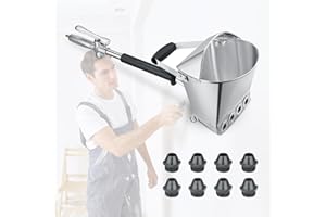 TLPEMN Ciment Mortier Pistolet,4 Jet Hopper Plâtre et Stuc Pulvérisateur À Pulvérisation avec Couvercle Trémie Pistolet avec 8 Buses Métalliques Supplémentaires pour Murs et Plafonds DIY