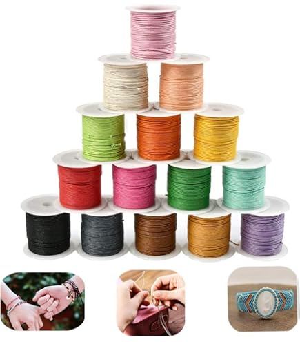 QUARKZMAN Cordoncino Cerato 0,5mm - Filo In Poliestere Per Bracciali, Collane, Fai Da Te, 175 Iarde Azzurro Cielo