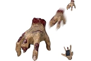 WAYCIN Manos que caminan y suenan de Halloween, activadas por tacto y sonido con música espeluznante, realista de Halloween, zombi, manos arrastradas, accesorio de terror para casa embrujada, decoración de