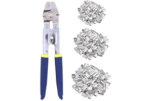 TooTaci - Pinza crimpatrice per cavi metallici, pinza a crimpare con 200 manicotti doppi in alluminio
