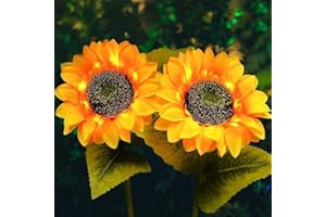 Kimuwote Solarlampen für Außen Deko, 2 Stück Sonnenblume Solarleuchten, IP65 Wasserdicht 2 Modi Solar Sonnenblumen Lampe für Outdoor Garten Terrasse Weihnachten Balkon Dekoration
