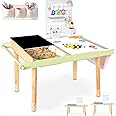 LOL-FUN Children’s Tables, Multifunctional Sensory Table with Storage Bins and Pegboard Kit, Wooden Activity Table with Blackboard and Whiteboard, Kid’s Desk for Drawing, Playing Sand and Water