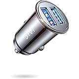 DIVI Zigarettenanzünder USB Ladegerät, 24W/4.8A Metall Mini Kfz Ladegerät 2-Port Schnellladung Auto Ladegerät Kompatibel mit 