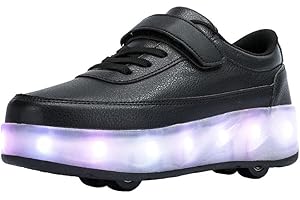 HUSKSWARE Rollschuhe Schuhe Jungen Mädchen Mit 4 Rollen Skateboardschuhe, verstellbar Jugend Schuhe mit Rollen, Schwarz Weiß 32-39 EU