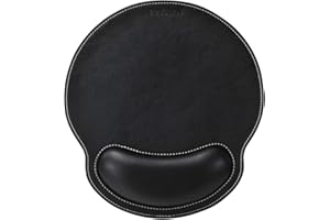 MAIDERN Tappetino per mouse poggiapolsi in pelle PU con memory foam comfort, base ergonomica in gomma antiscivolo, supporto per poggiapolsi superficie impermeabile (nero)