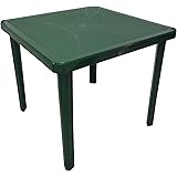 SF SAVINO FILIPPO Tavolo tavolino Quadrato 80x80 Nettuno in Dura Resina di plastica Verde con Foro per ombrellone per Esterno