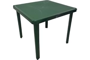 SF SAVINO FILIPPO Tavolo tavolino quadrato 80x80 Nettuno in dura resina di plastica verde con foro per ombrellone per esterno casa balcone bar sagra da giardino